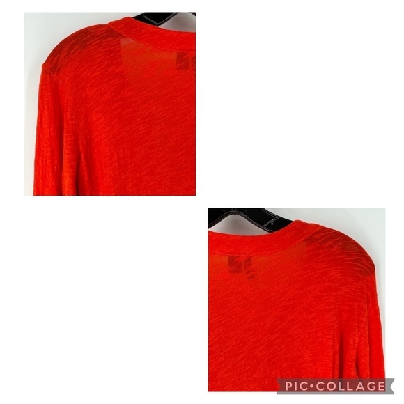 Anthropologie Left of Center Blood Orange Faux Wrap Slub Draped Hem Top - Sz M - Picture 11 of 16